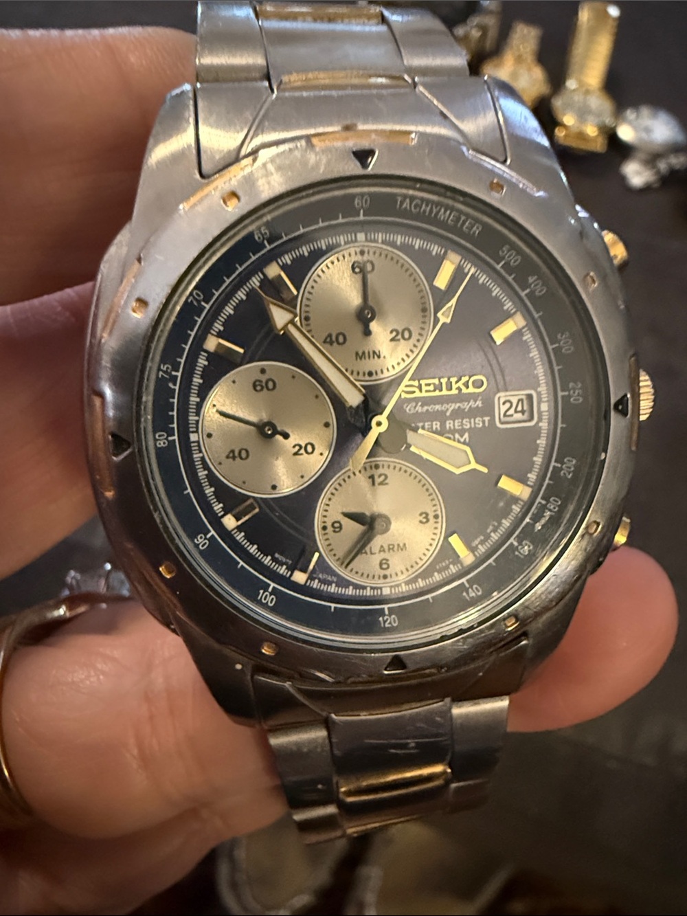 Seiko/gruen lot of 3 Watch with Silver and gold Accents